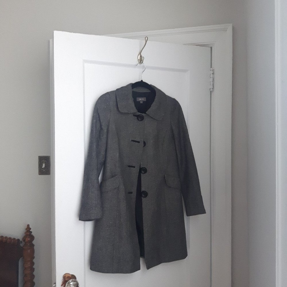 Grey wool tweed peacoat
